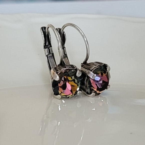 Austrian Crystal Earrings in Antique Silver - Picture 7 of 9